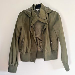 Tobi Lainey Olive Bomber Jacket Hoodie Hood